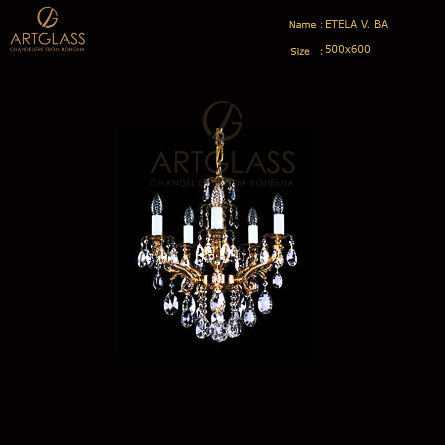 Đèn Trần Pha Lê ETELA V. BRASS ANTIQUE